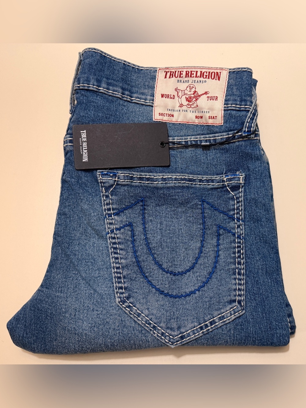 True Religion Men’s Relaxed Slim Jeans with Signature Pocket Stitch(Brand New)